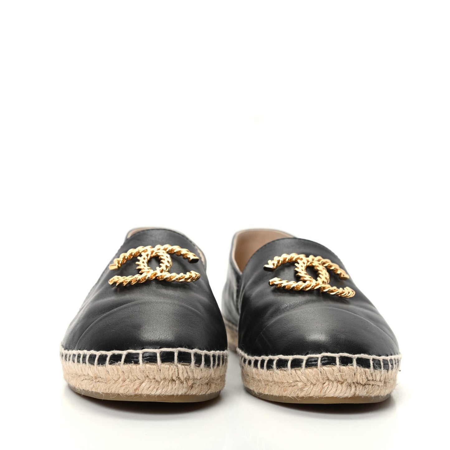 Calfskin Chain CC Espadrilles 38 Black