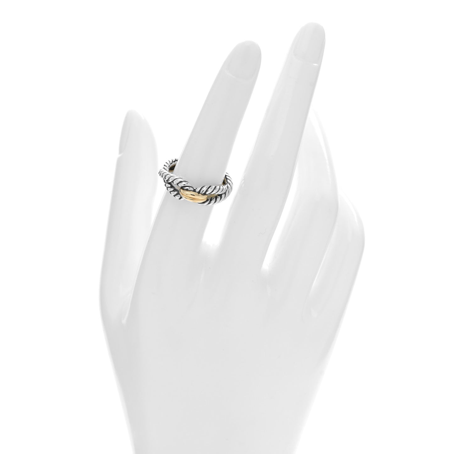 Sterling Silver 18K Yellow Gold Cable Loop Ring 54 6.75
