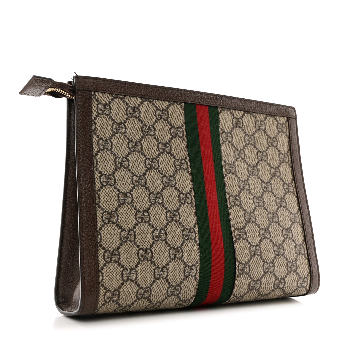GG Supreme Monogram Web Ophidia Pouch Brown