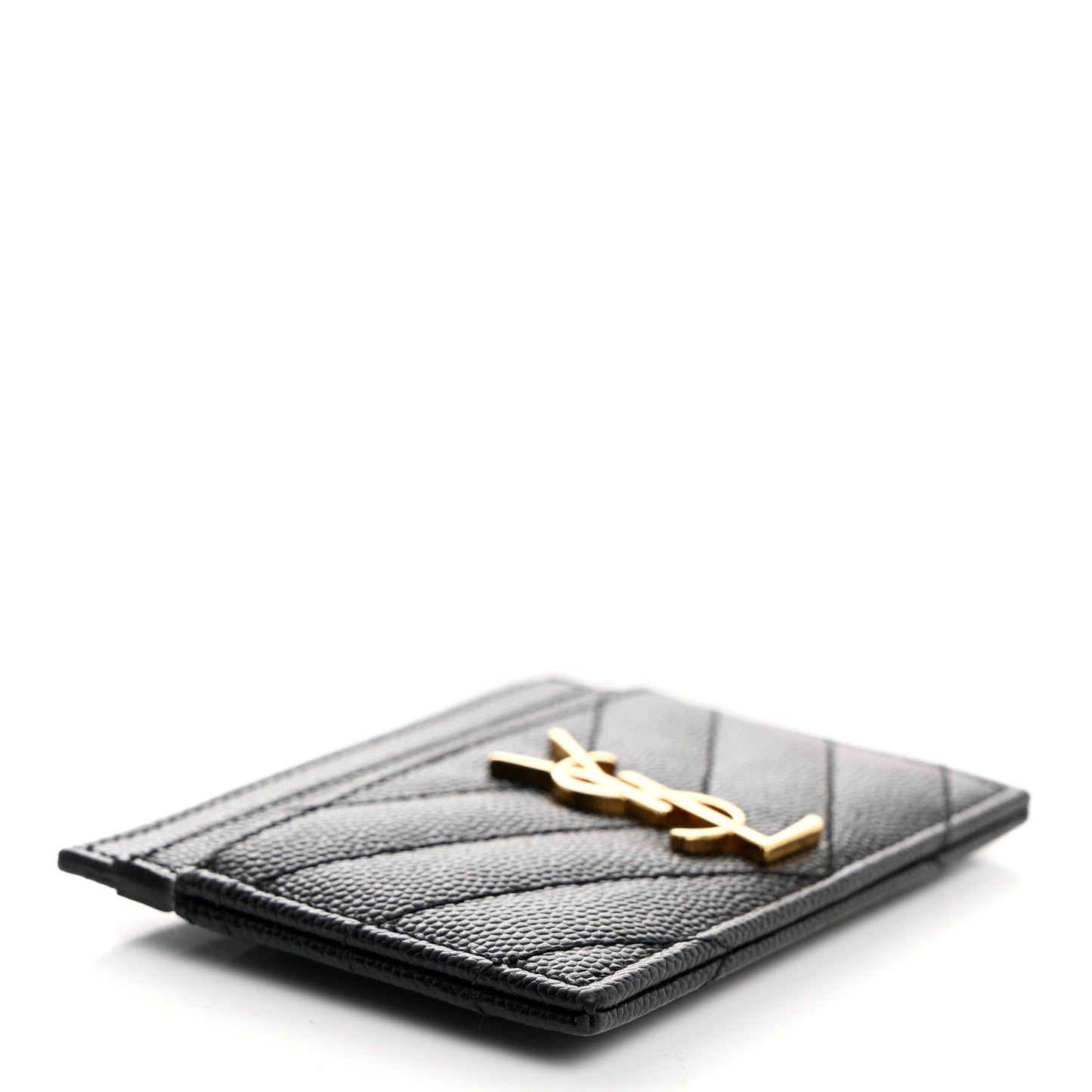 Grain De Poudre Matelasse Chevron Monogram Credit Card Case Black
