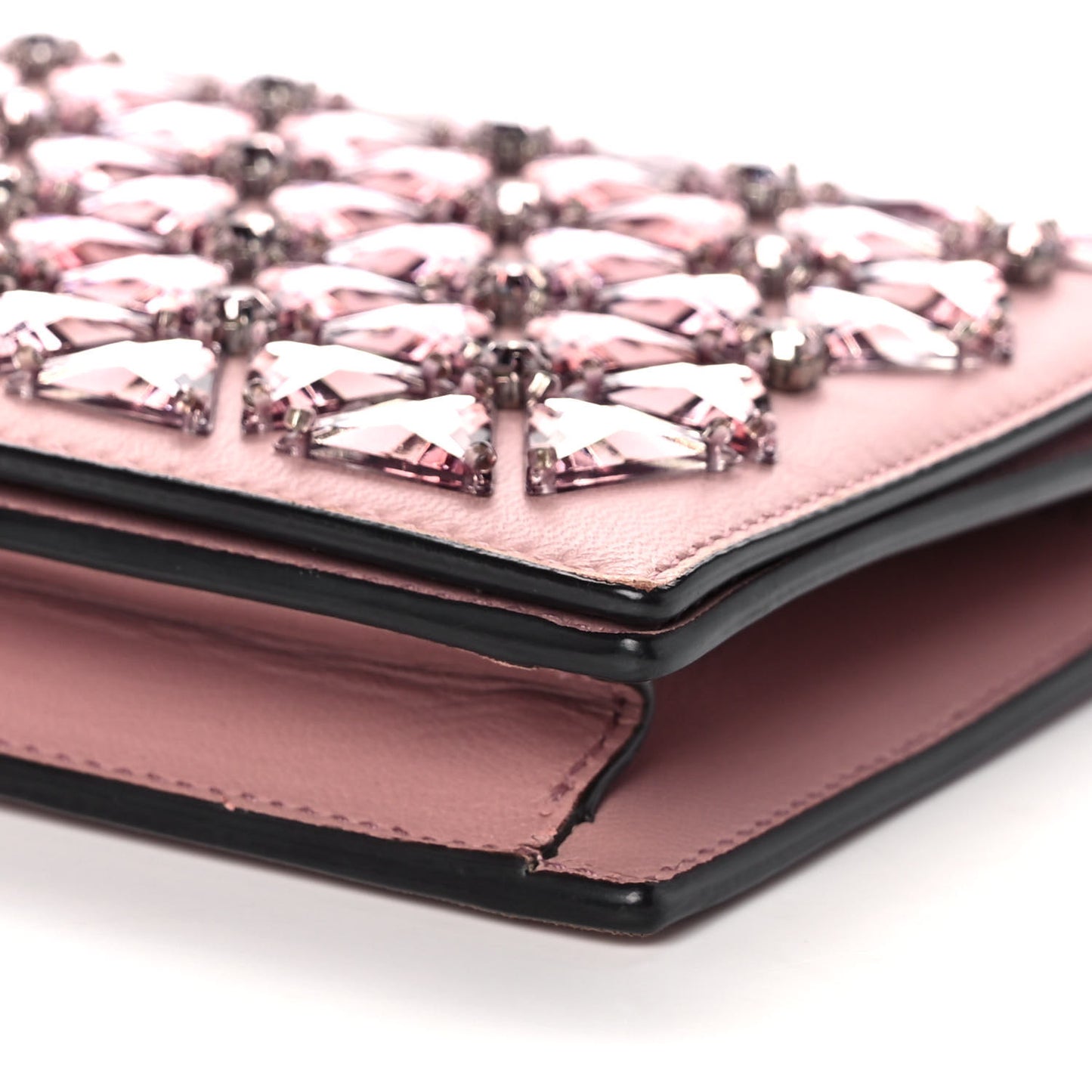 Nappa Crystal Triangles Clutch Rose Baby Candy Rame