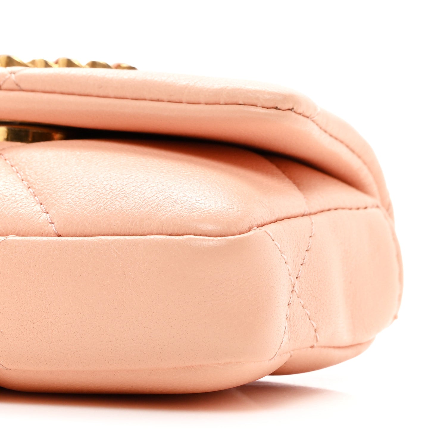 Lambskin Quilted Chanel 19 Flap Belt Bag Light Orange