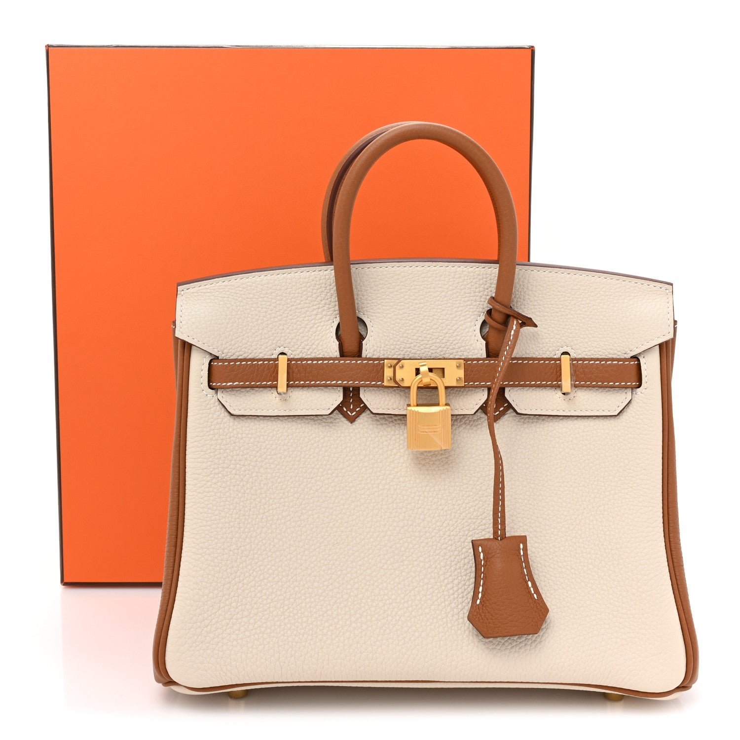 Hermes Togo Horseshoe Birkin 25 Craie Gold 9 of 9