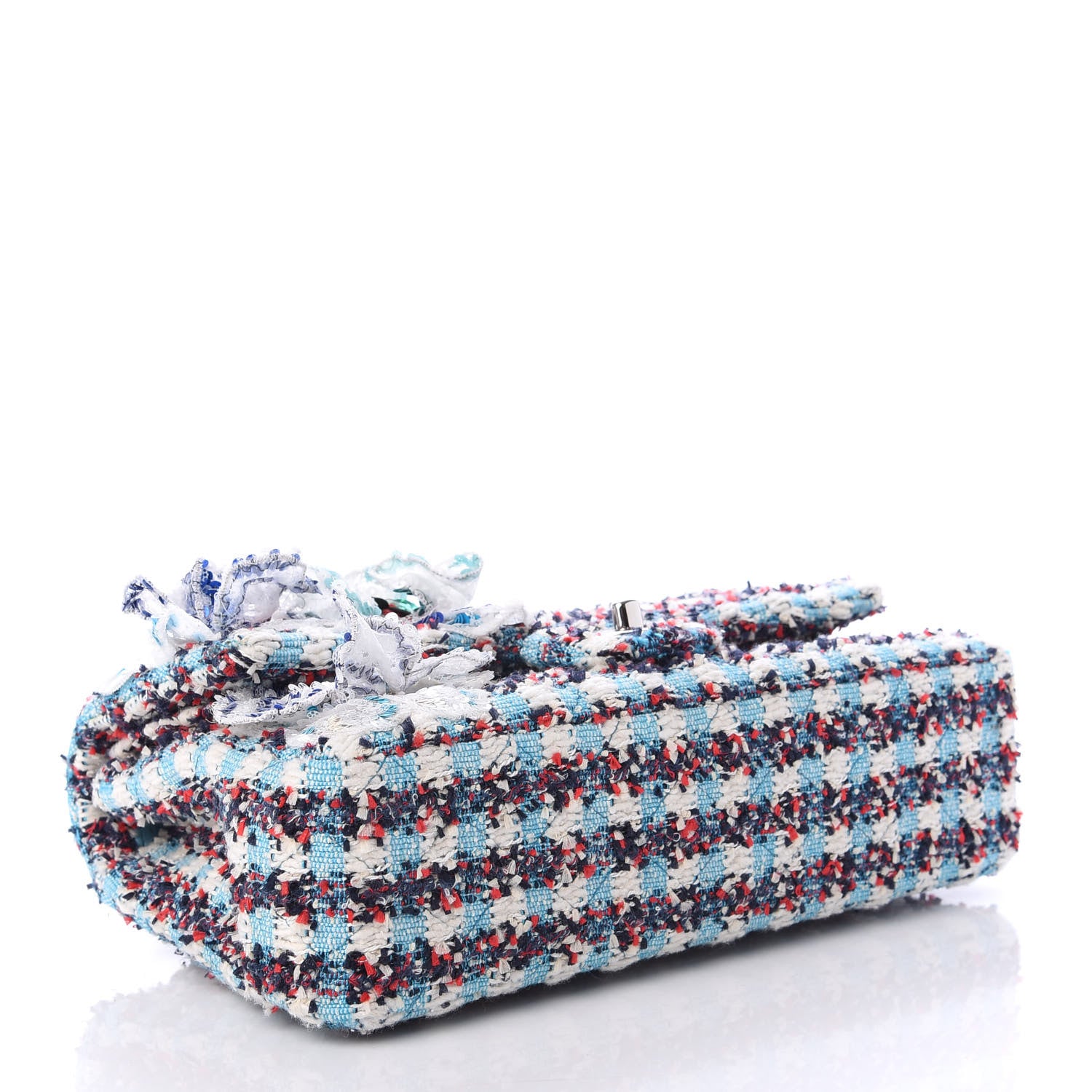 Chanel Tweed Medium Double Flap White Blue Navy Red 4 of 9