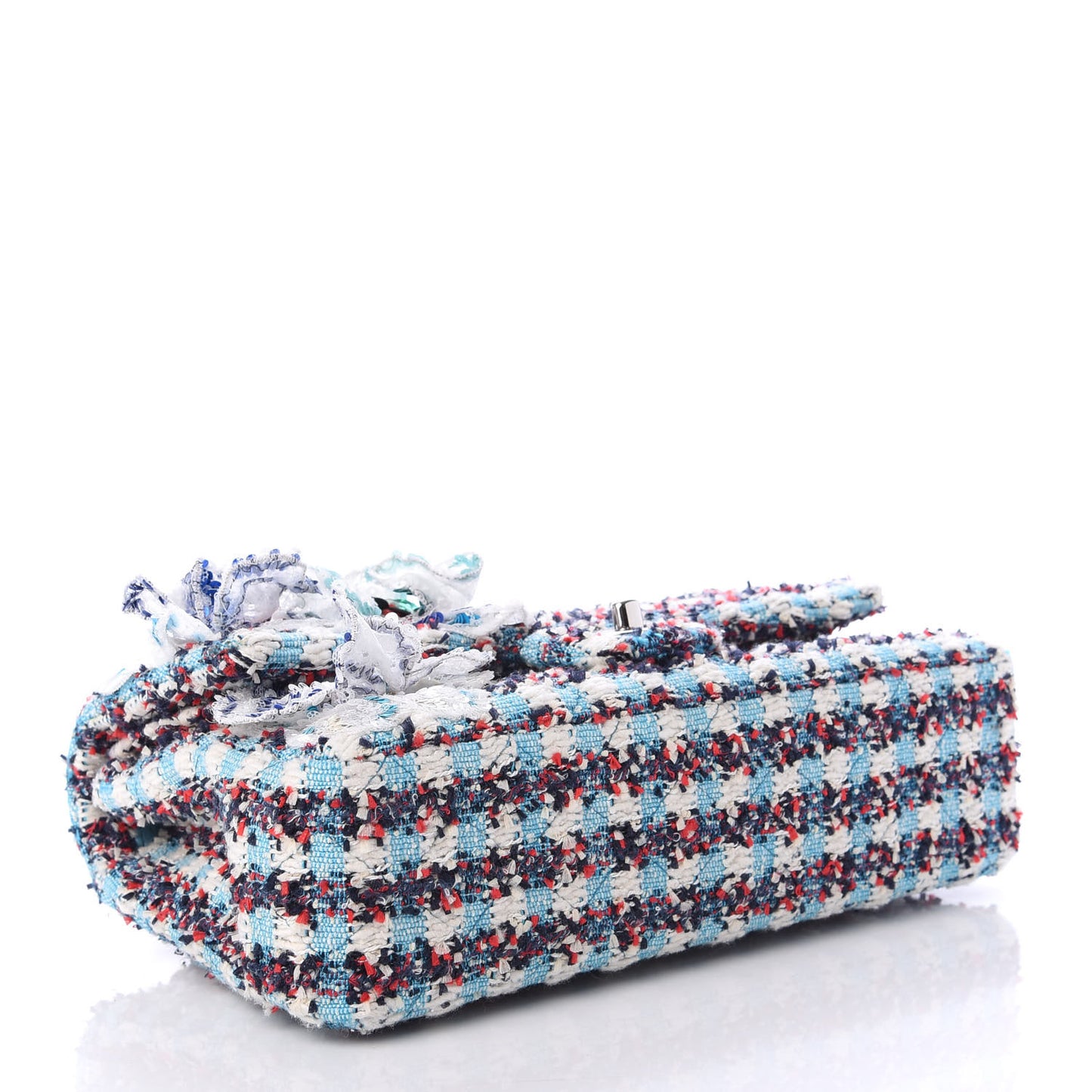 Tweed Medium Double Flap White Blue Navy Red