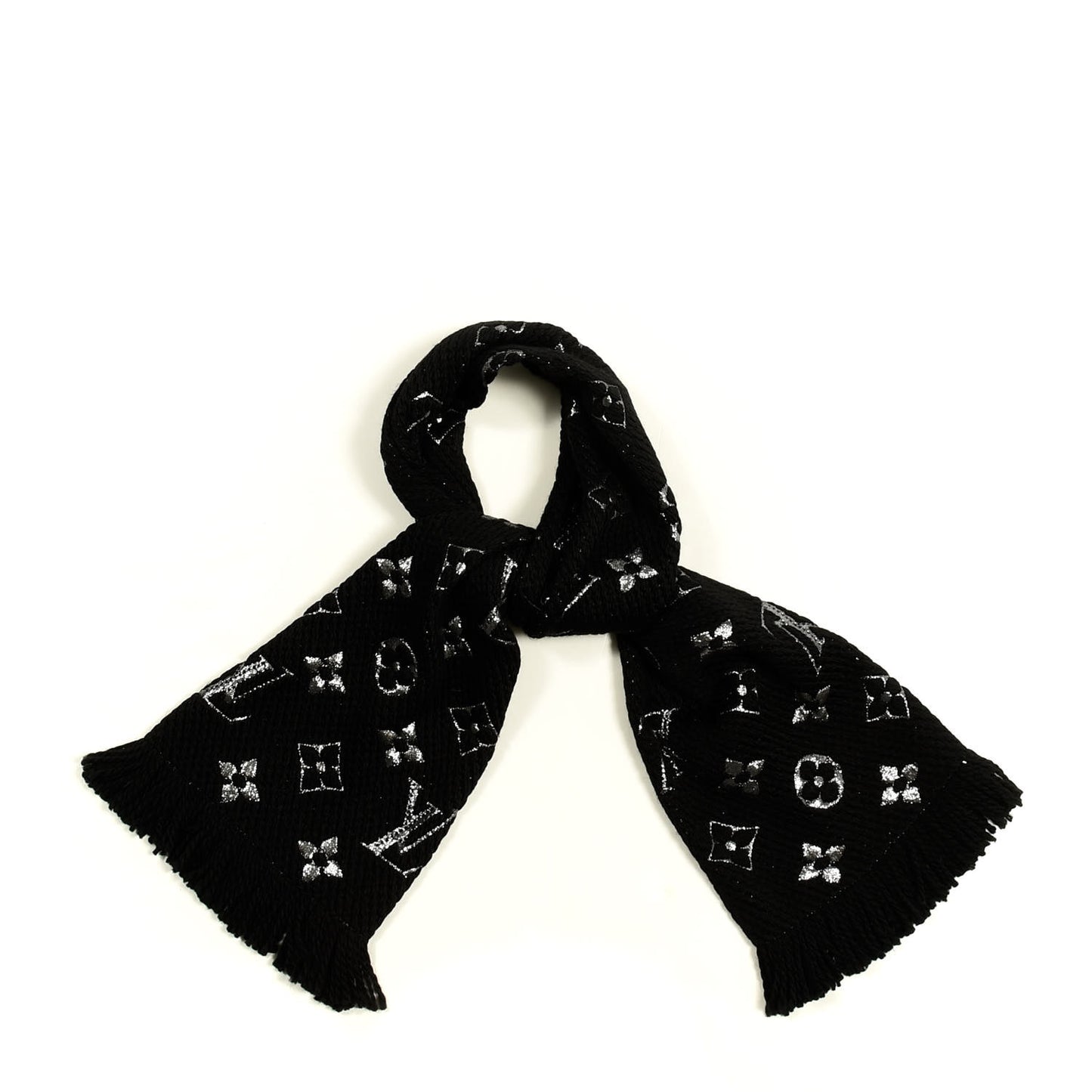 Wool Silk Logomania Shine Scarf Black