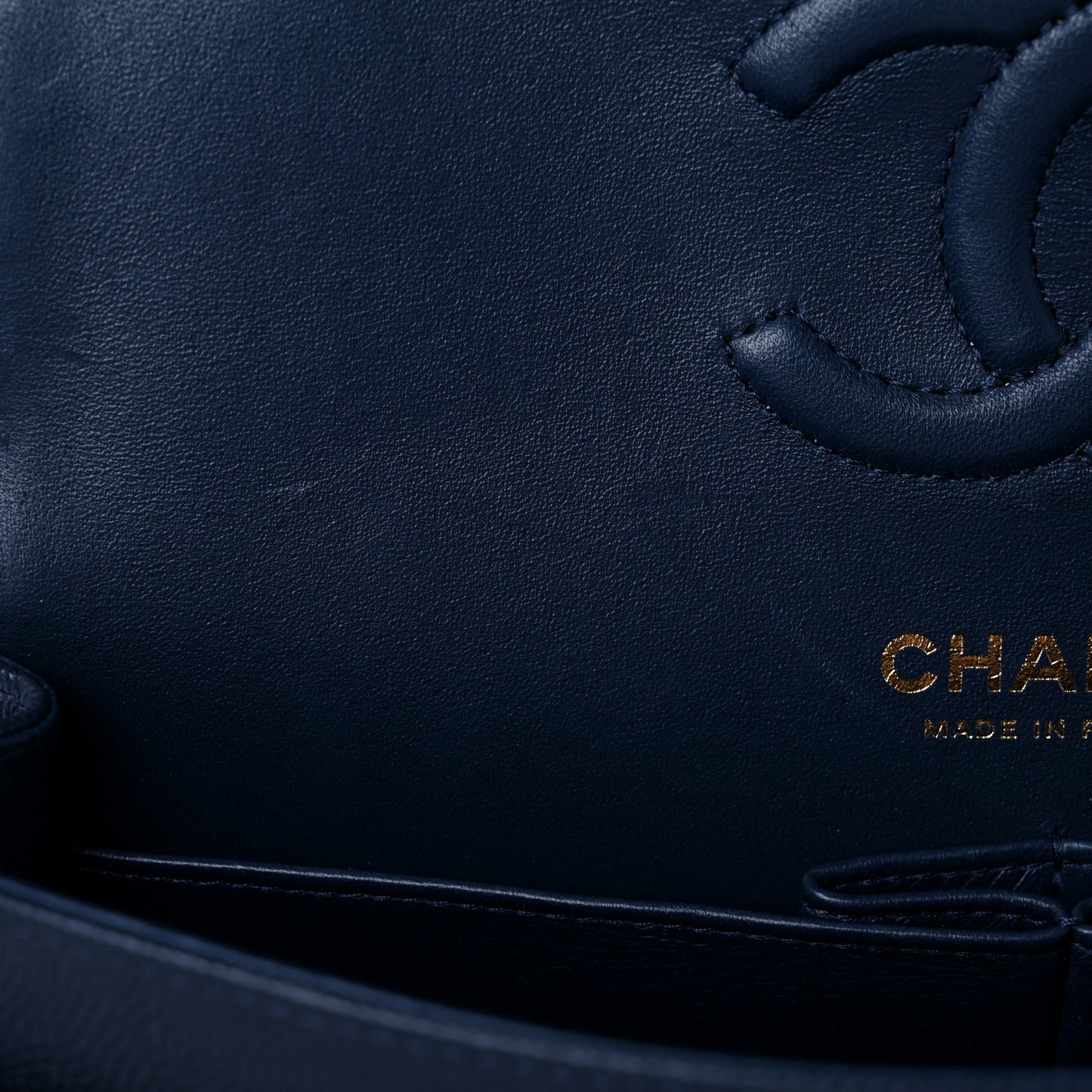 Caviar Quilted Small Double Flap Navy