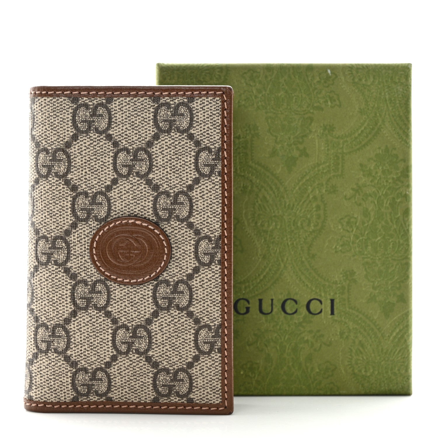 Gucci GG Supreme Monogram Azalea Calfskin Retro Interlocking G Card Case Beige Ebony Brown Sugar 11 of 11