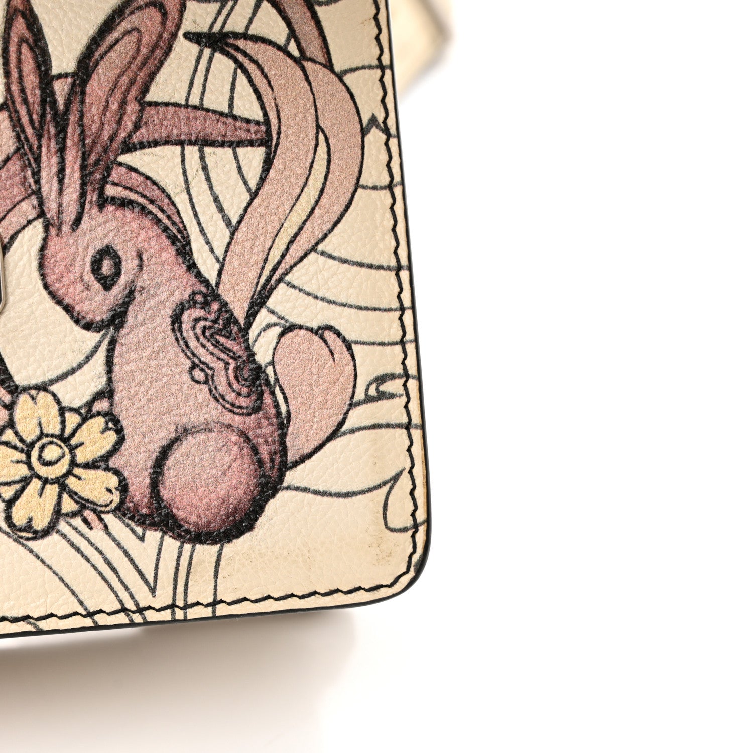 Prada X JAMES JEAN Glace Calfskin Rabbit Print Cahier Bag Opaline 15 of 18