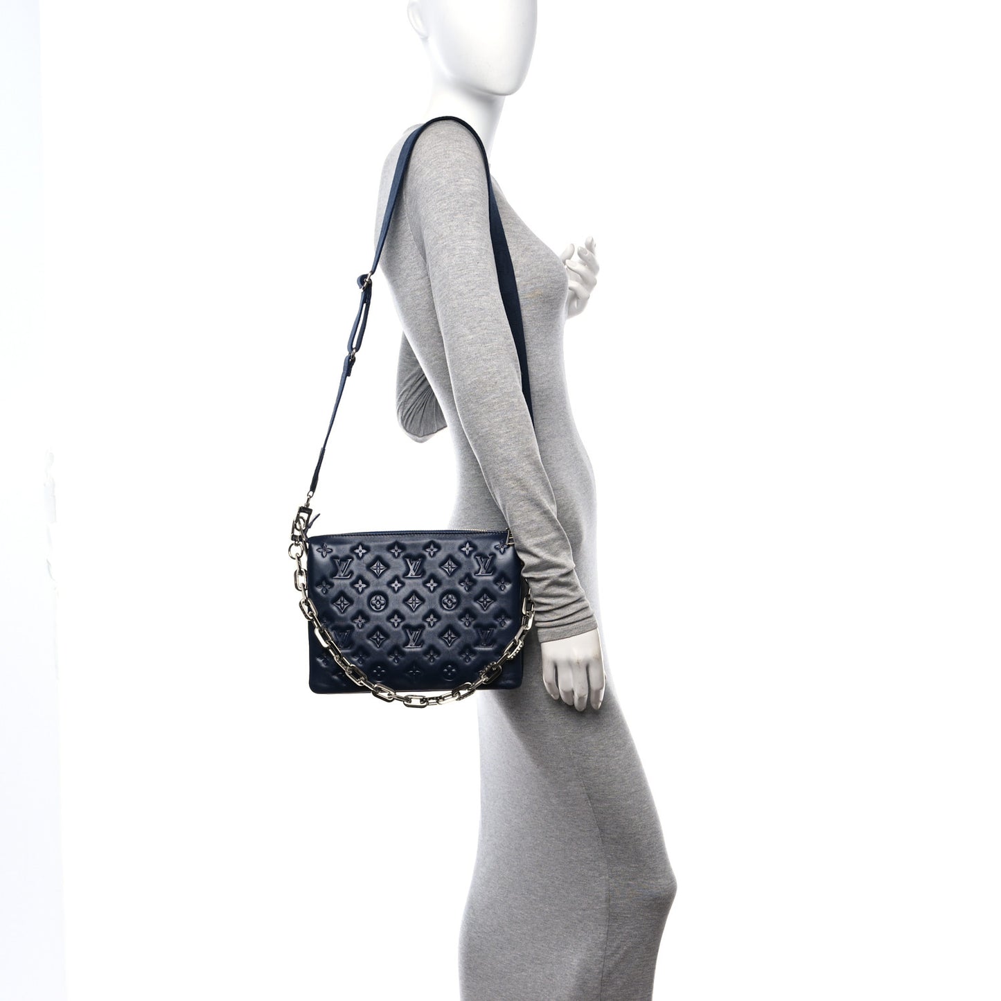 Lambskin Embossed Monogram Coussin PM Navy