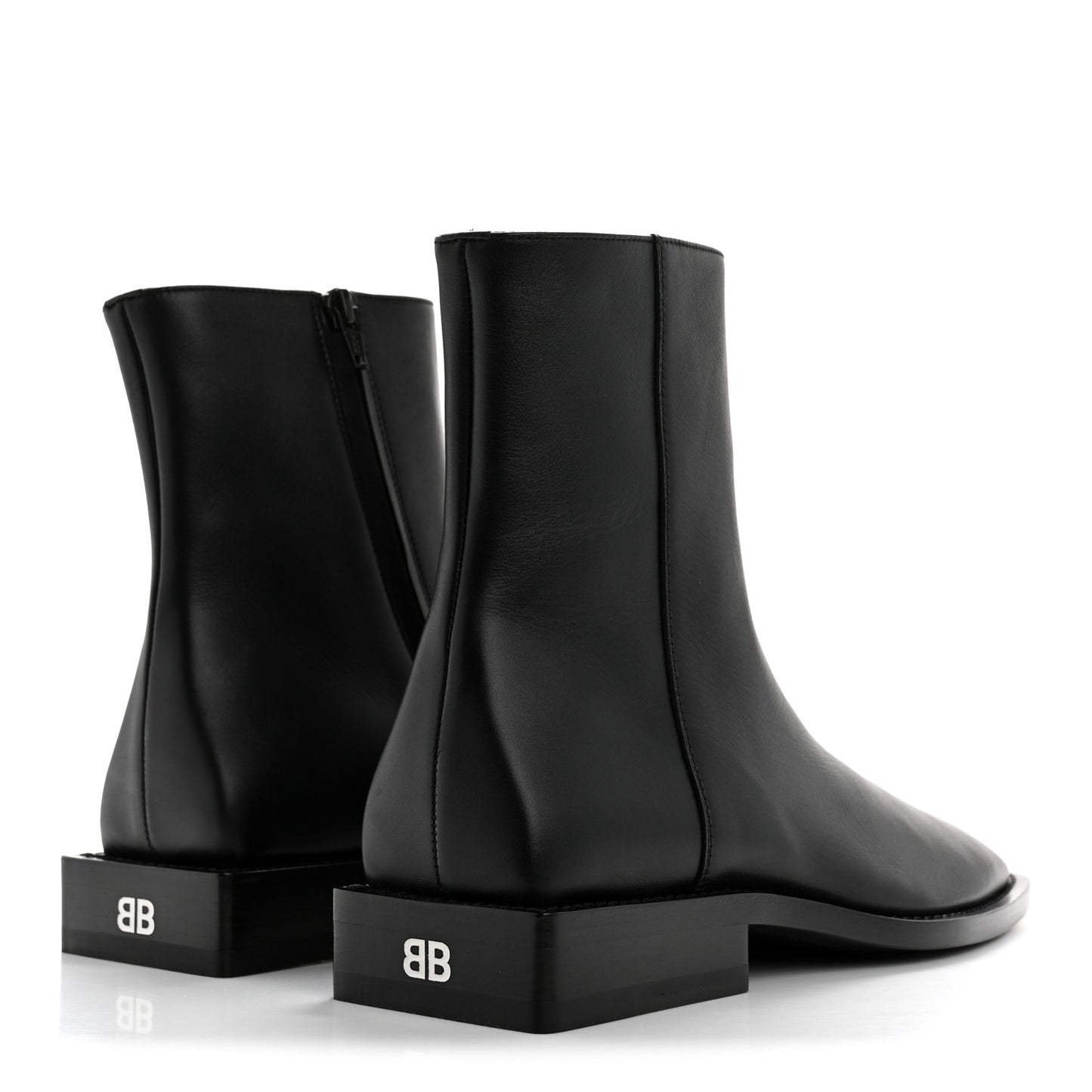 Calfskin Soft Rim Ankle Booties 40 Black