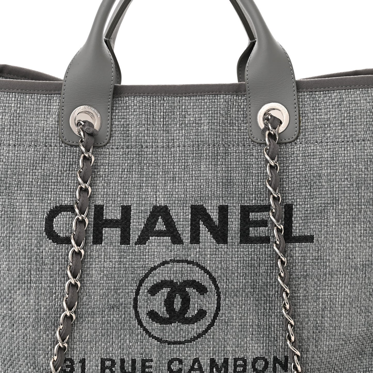 Woven Straw Raffia Large Deauville Tote Grey