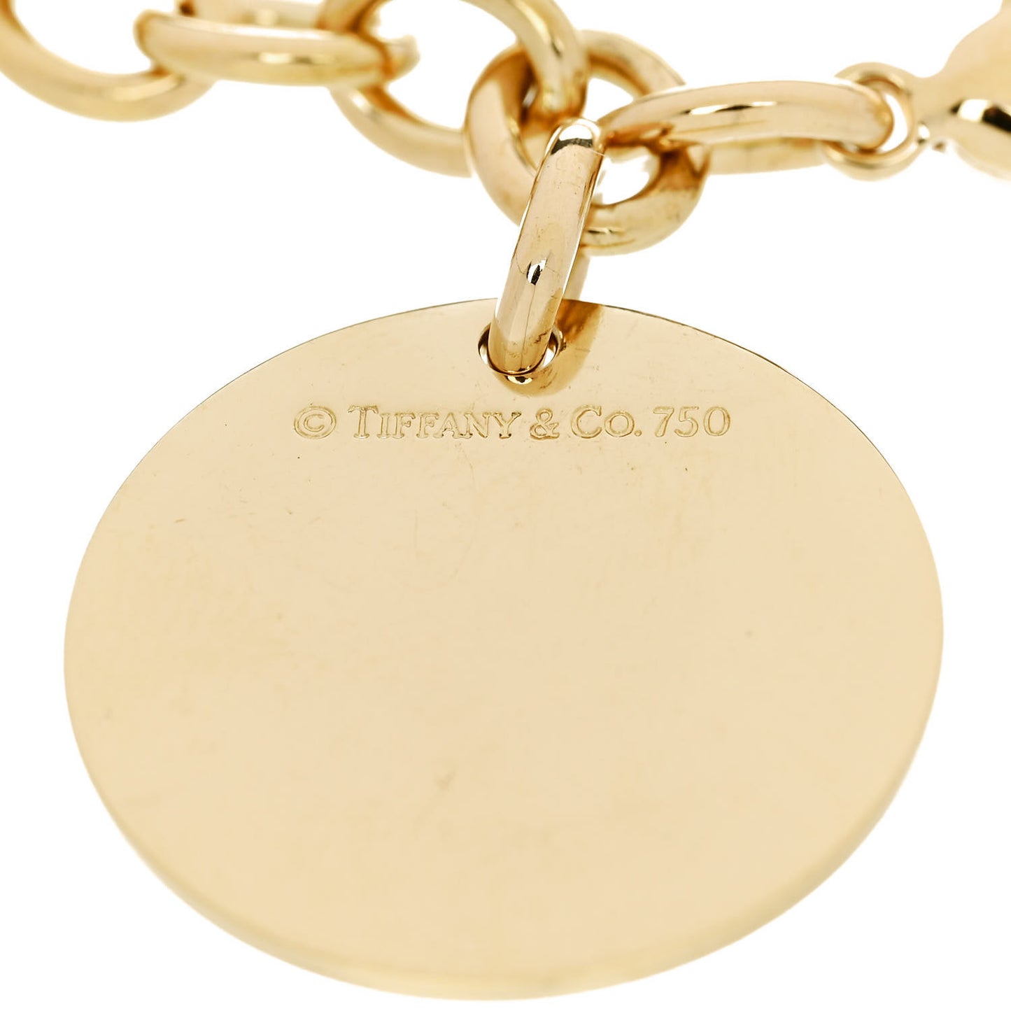 18K Yellow Gold Round Tag Charm Bracelet
