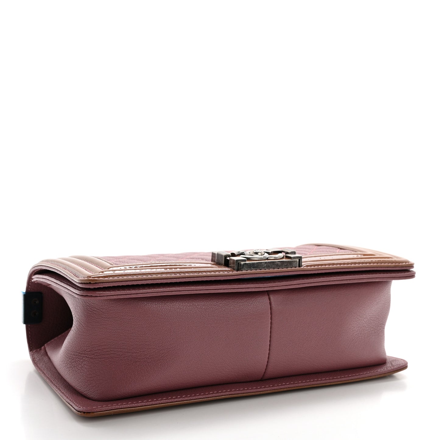 Goatskin Quilted Patent Medium Duo Boy Flap Pink Tan
