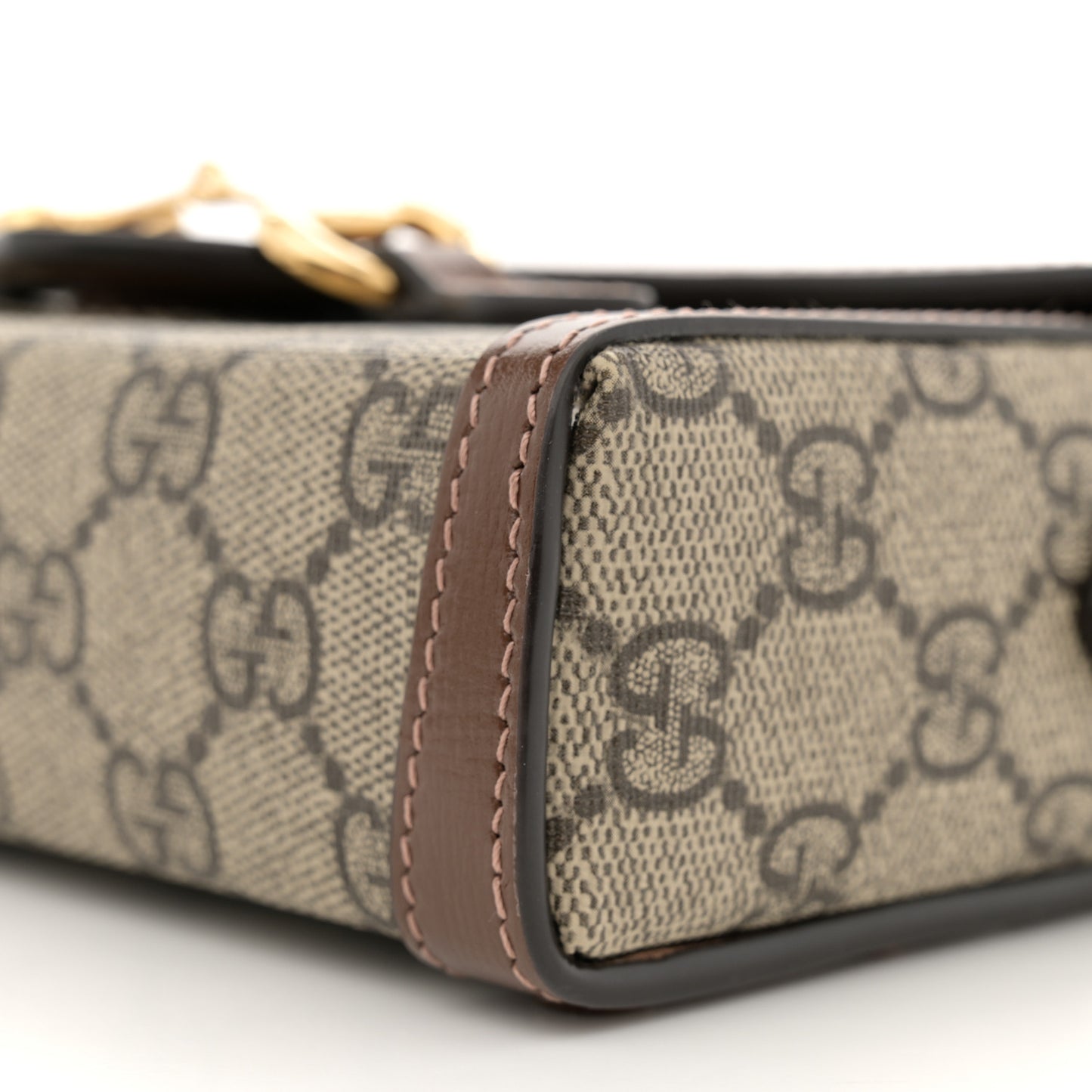 GG Supreme Monogram Mini Horsebit 1955 Shoulder Bag Beige Brown Sugar