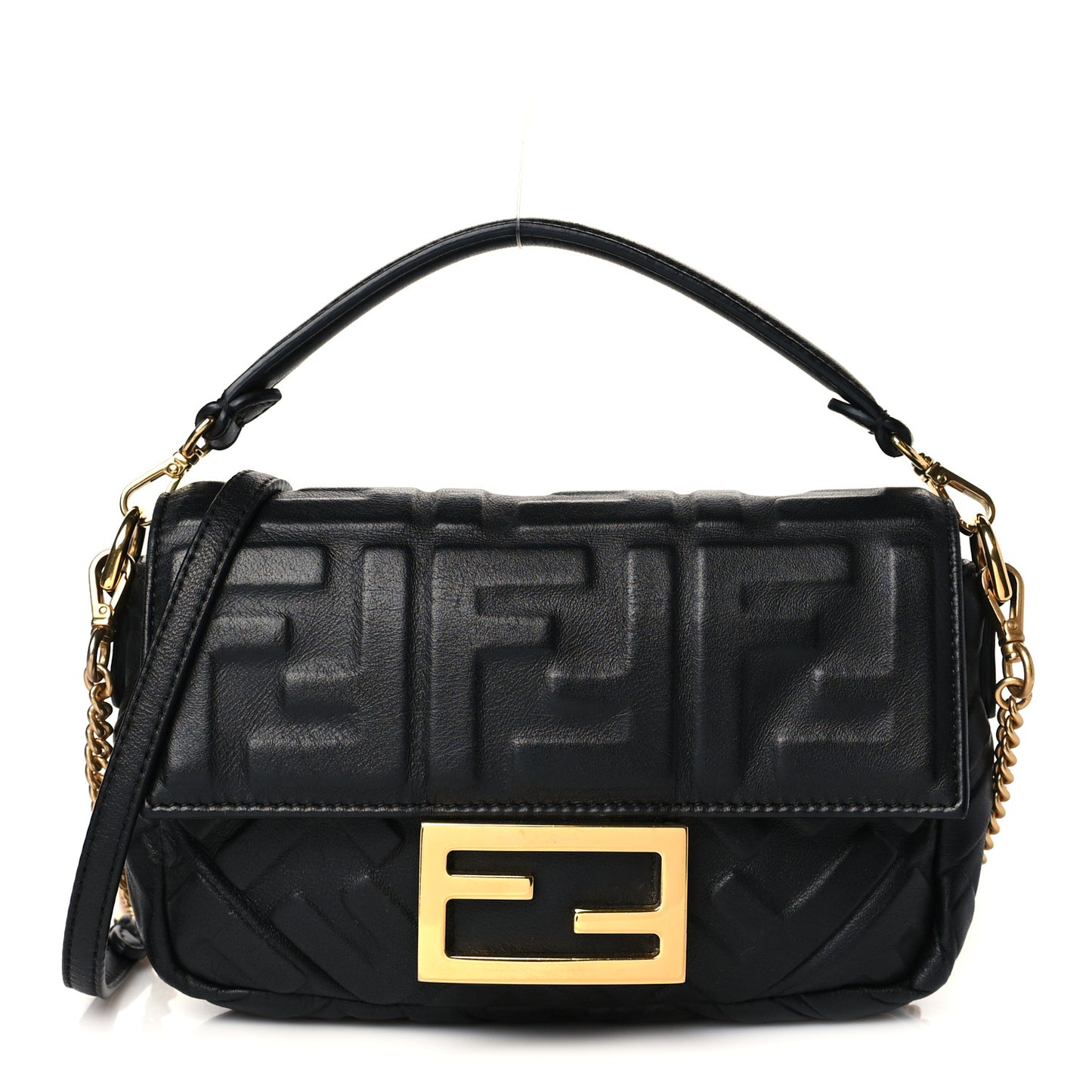 Nappa FF 1974 Embossed Mini Baguette Black