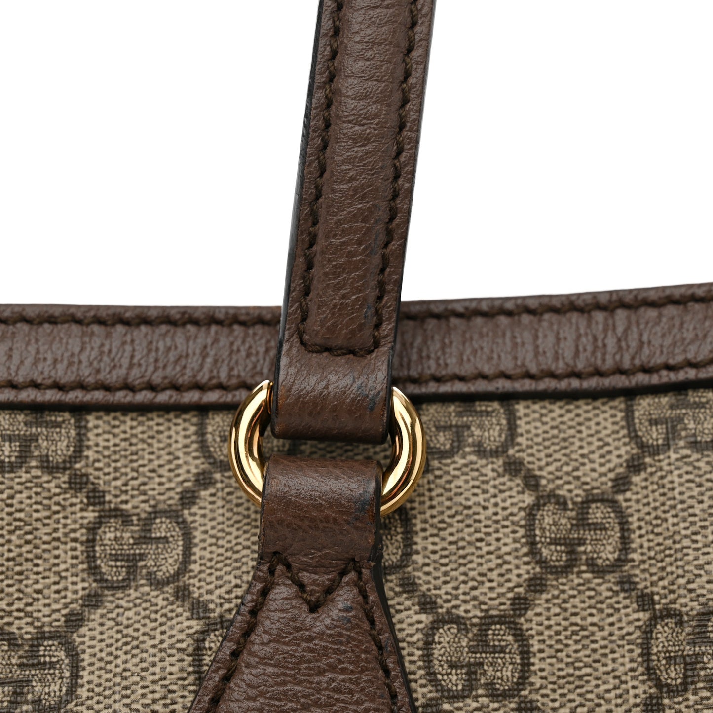 GG Supreme Monogram Textured Calfskin Web Medium Ophidia Shopping Tote Beige Ebony New Acero