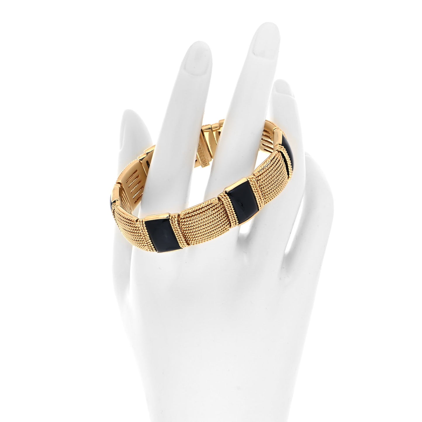 18K Yellow Gold Black Onyx Wide Silk Mesh Bracelet