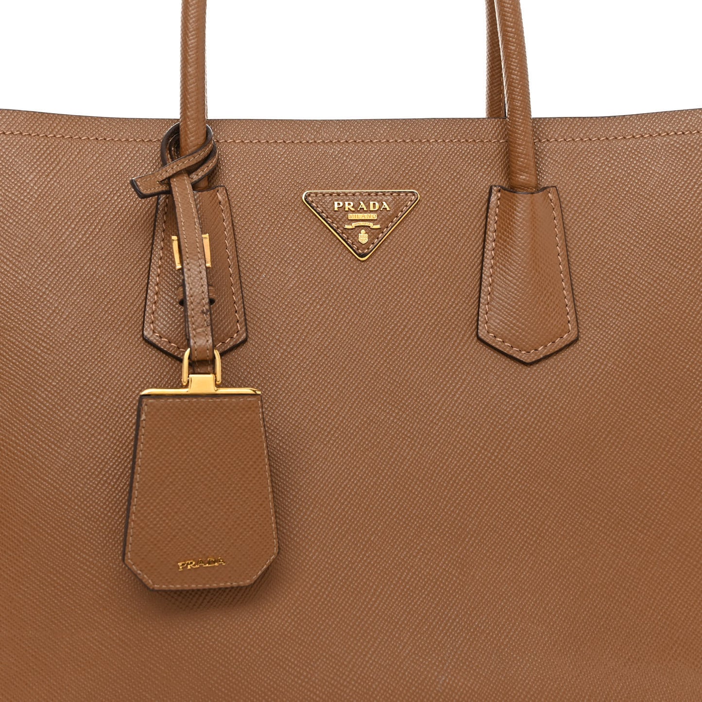 Saffiano Cuir Medium Double Bag Cannella Turchese