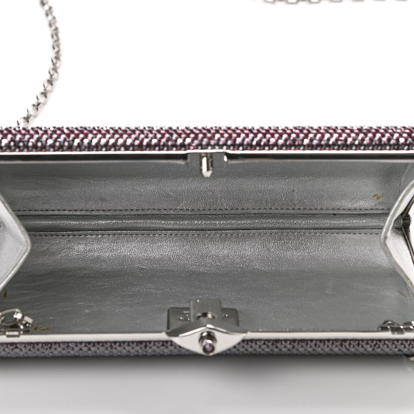 Swarovski Crystal Minaudiere Clutch Silver Purple