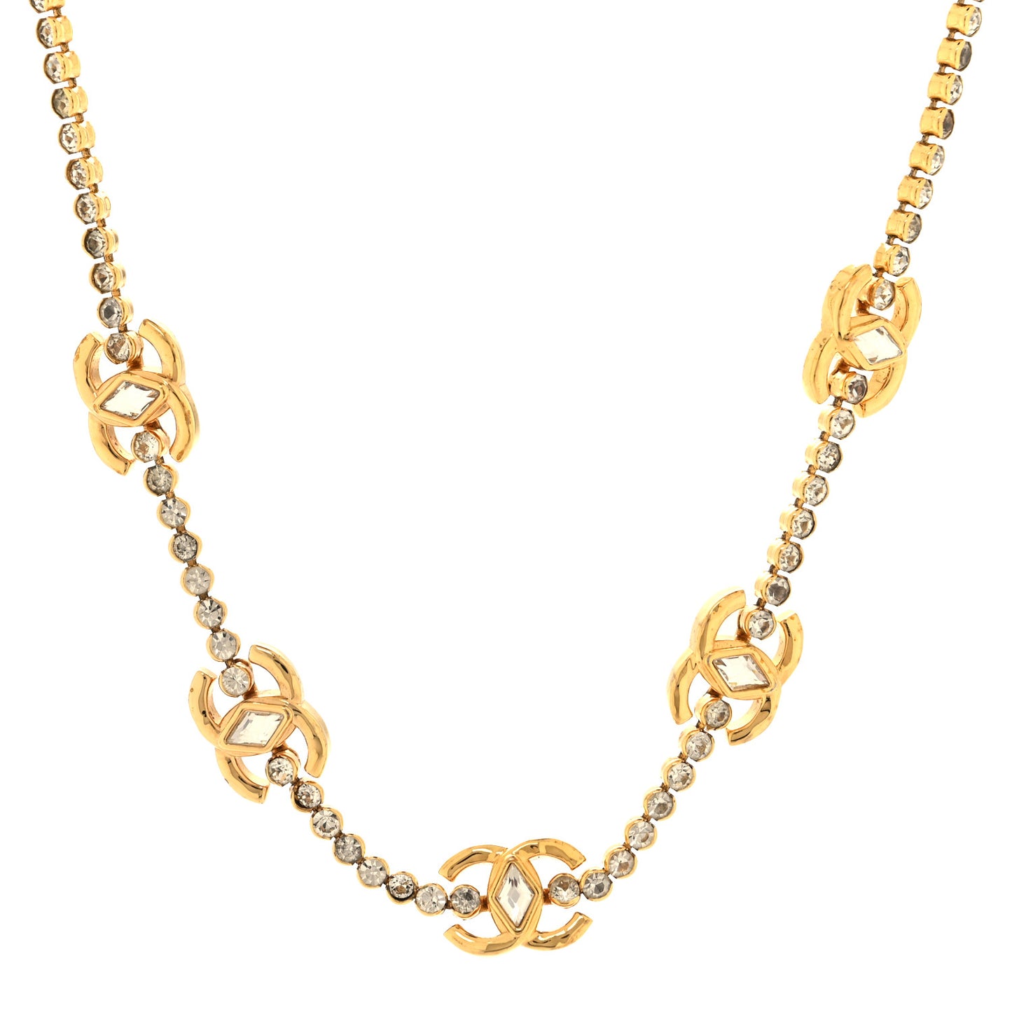 Metal Crystal CC Marquise Choker Gold
