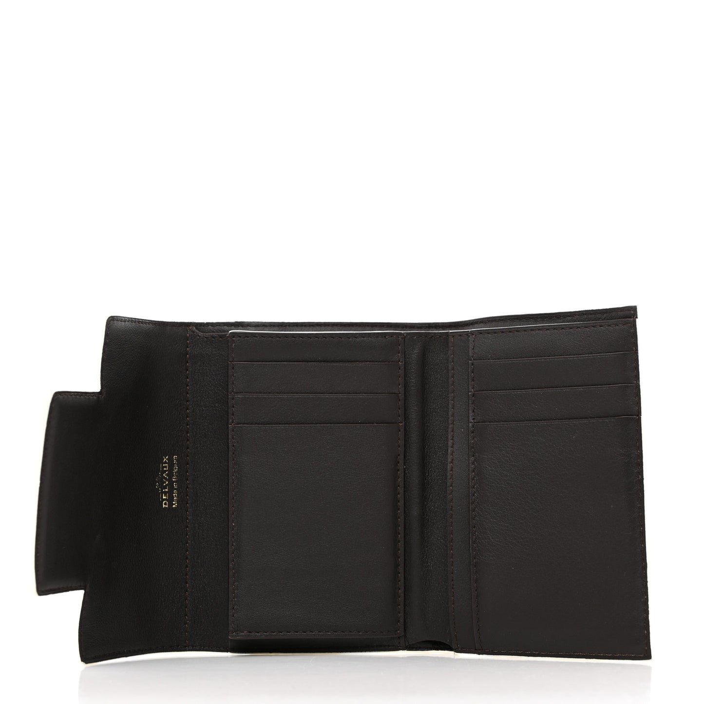 Calfskin Madam Tri-Fold Wallet Dark Brown