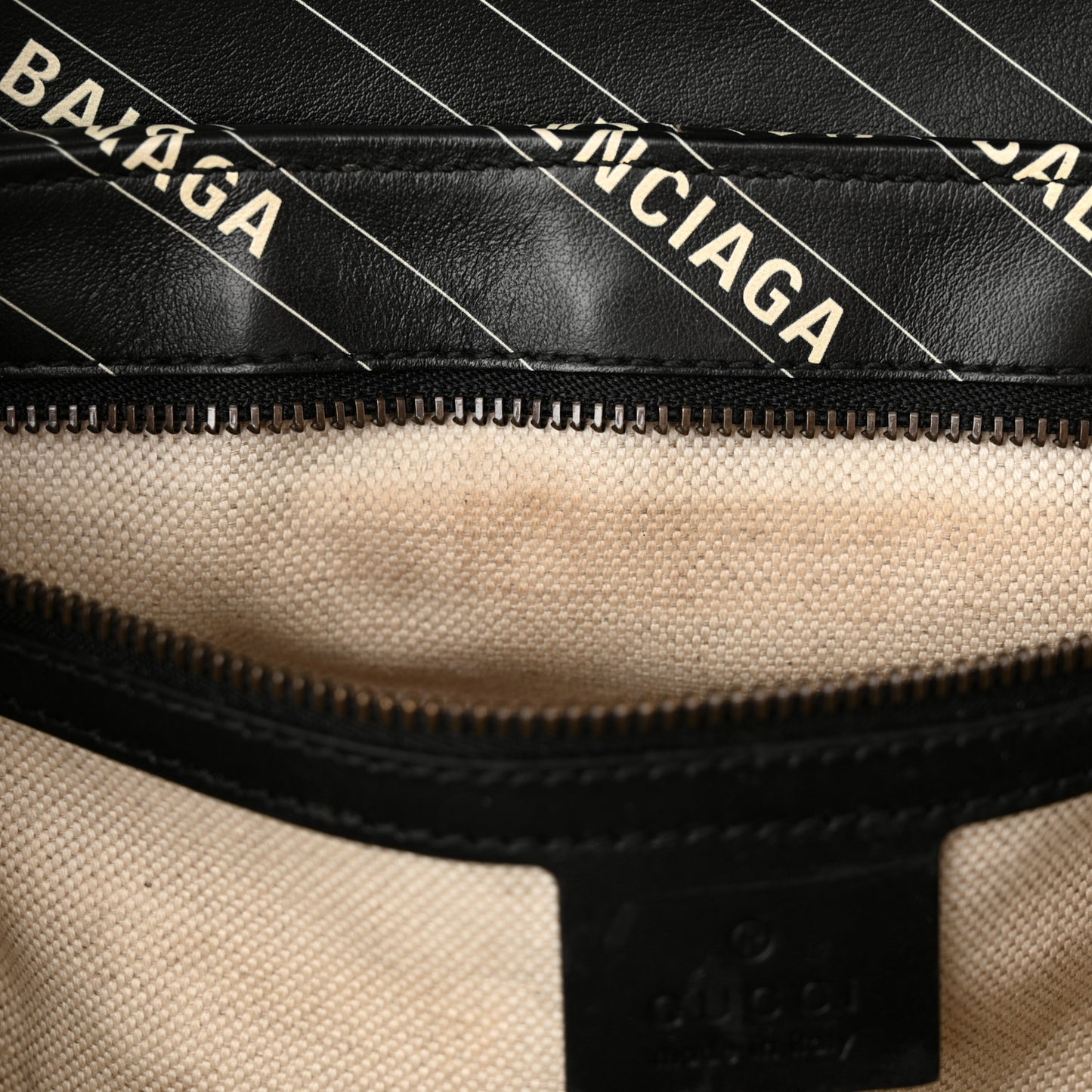 X BALENCIAGA Calfskin Matelasse Logo Print Small GG Marmont Shoulder Bag Black