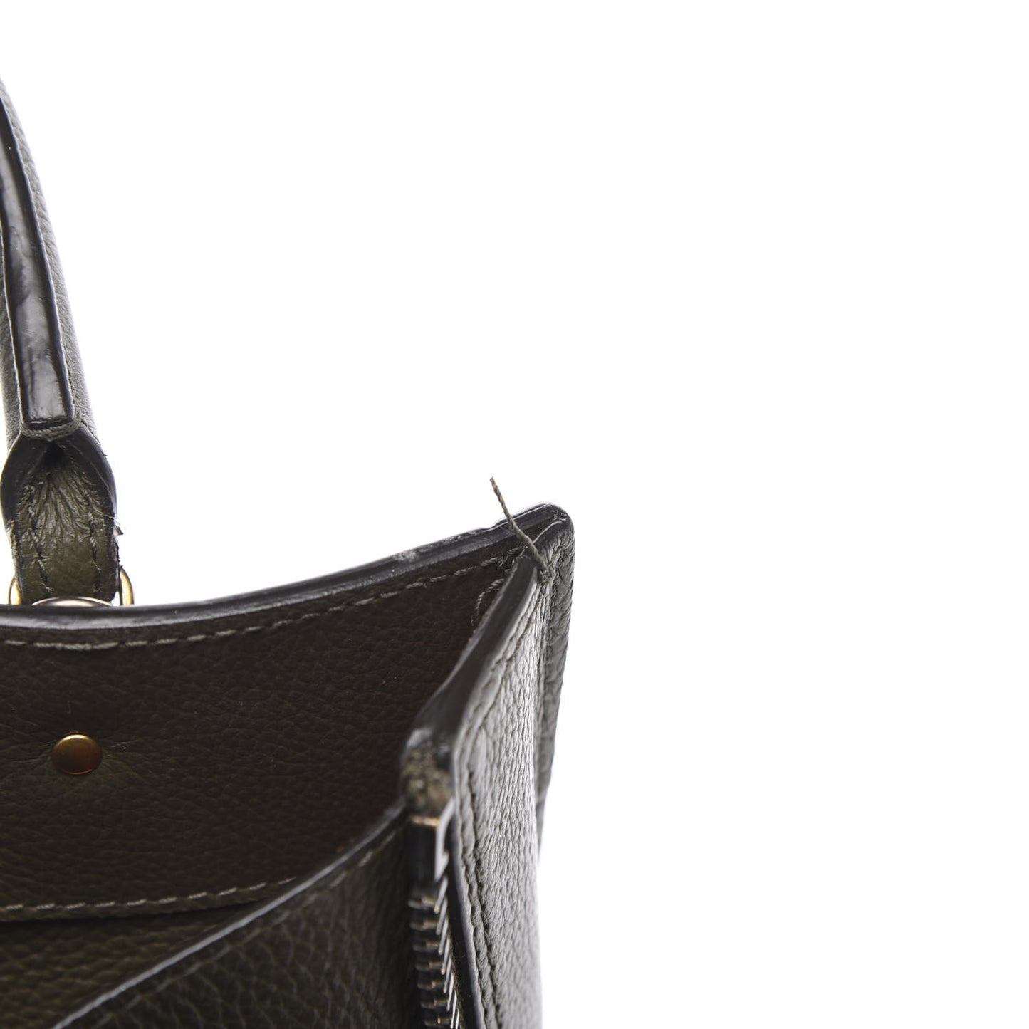 Grained Calfskin Papier Mini A4 Zip Around Tote Green