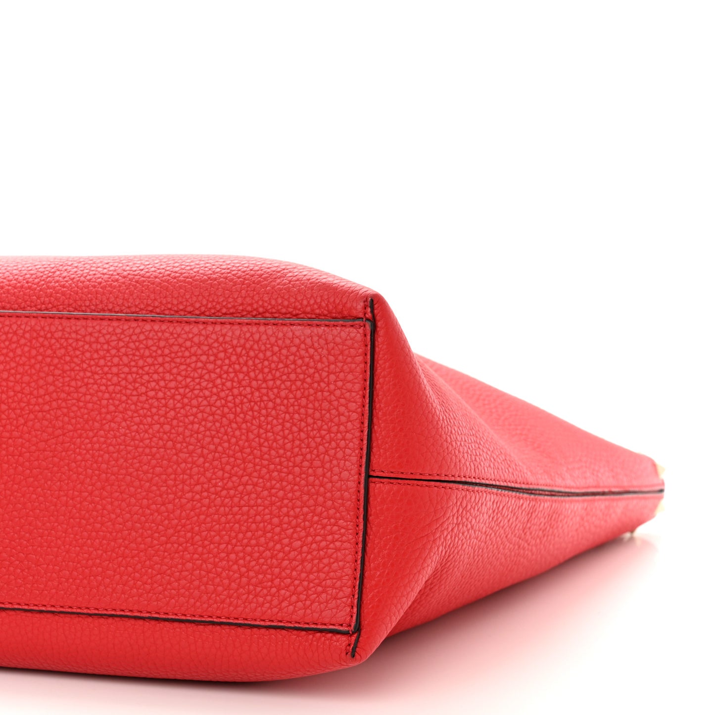 Grained Calfskin Rockstud Shoulder Tote Rouge Pur