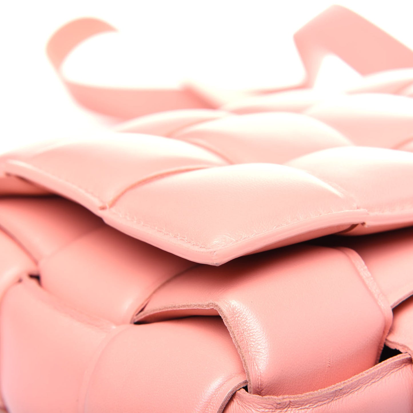 Nappa Maxi Intreccio Padded Cassette Crossbody Bag Peachy
