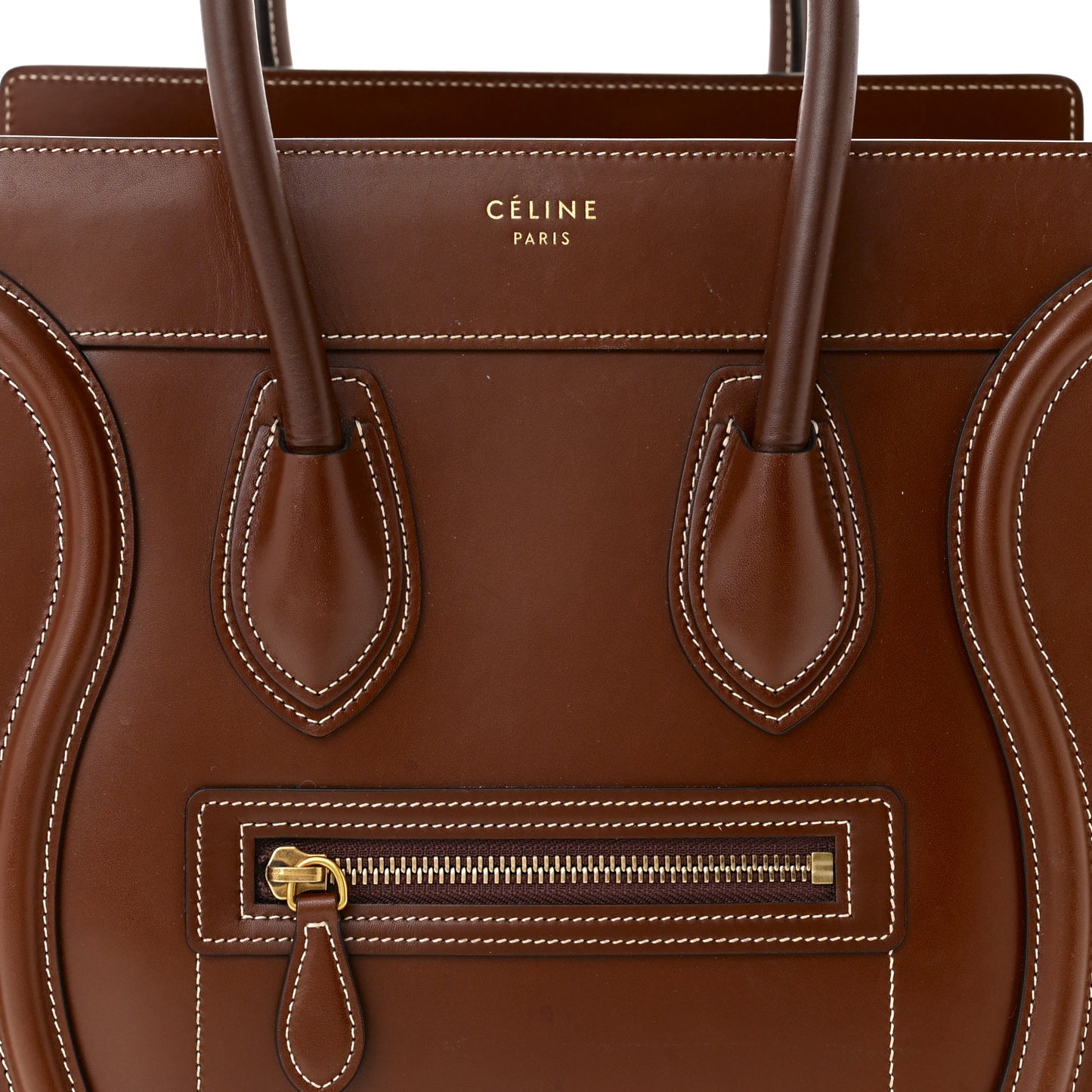 Satinated Natural Calfskin Micro Luggage Dark Brown