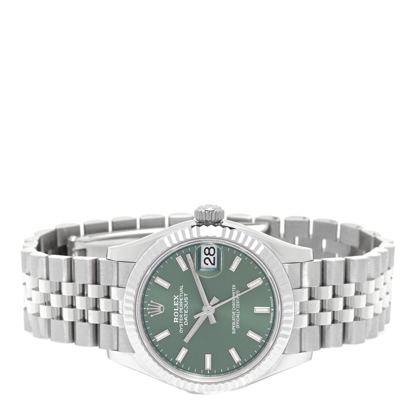 Stainless Steel 18K White Gold 31mm Oyster Perpetual Datejust Watch Mint Green 278274