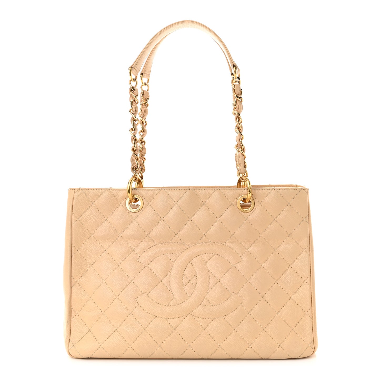 Caviar Quilted Grand Shopping Tote GST Beige Clair