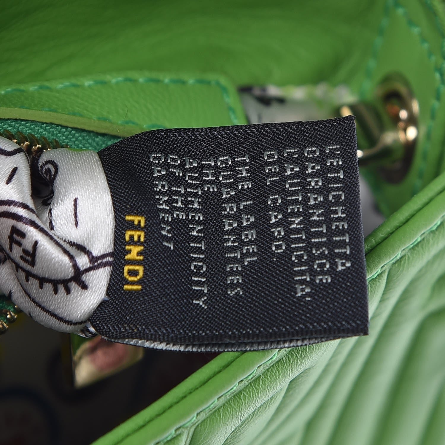 Fendi Nappa Logo Embossed Baguette Green 8 of 10