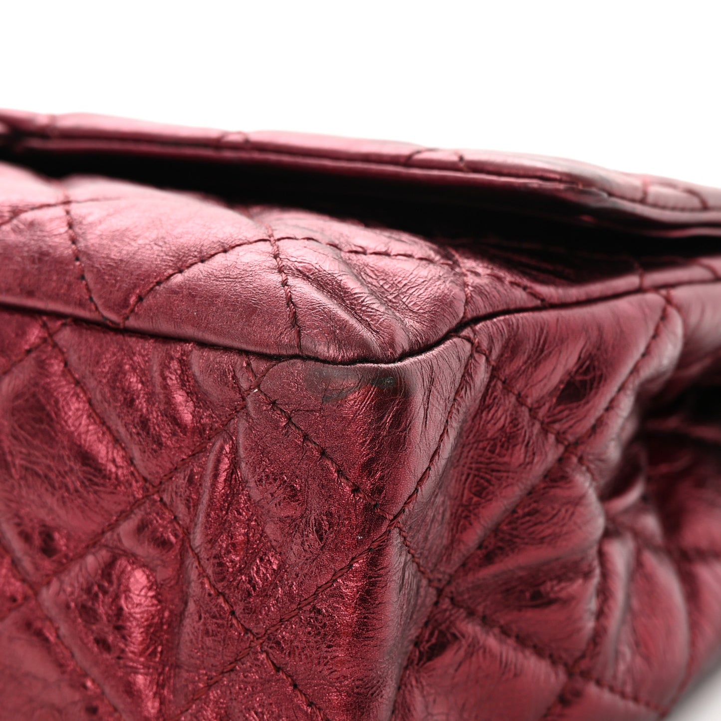 Metallic Aged Calfskin Quilted 2.55 Reissue 227 Flap Dark Red