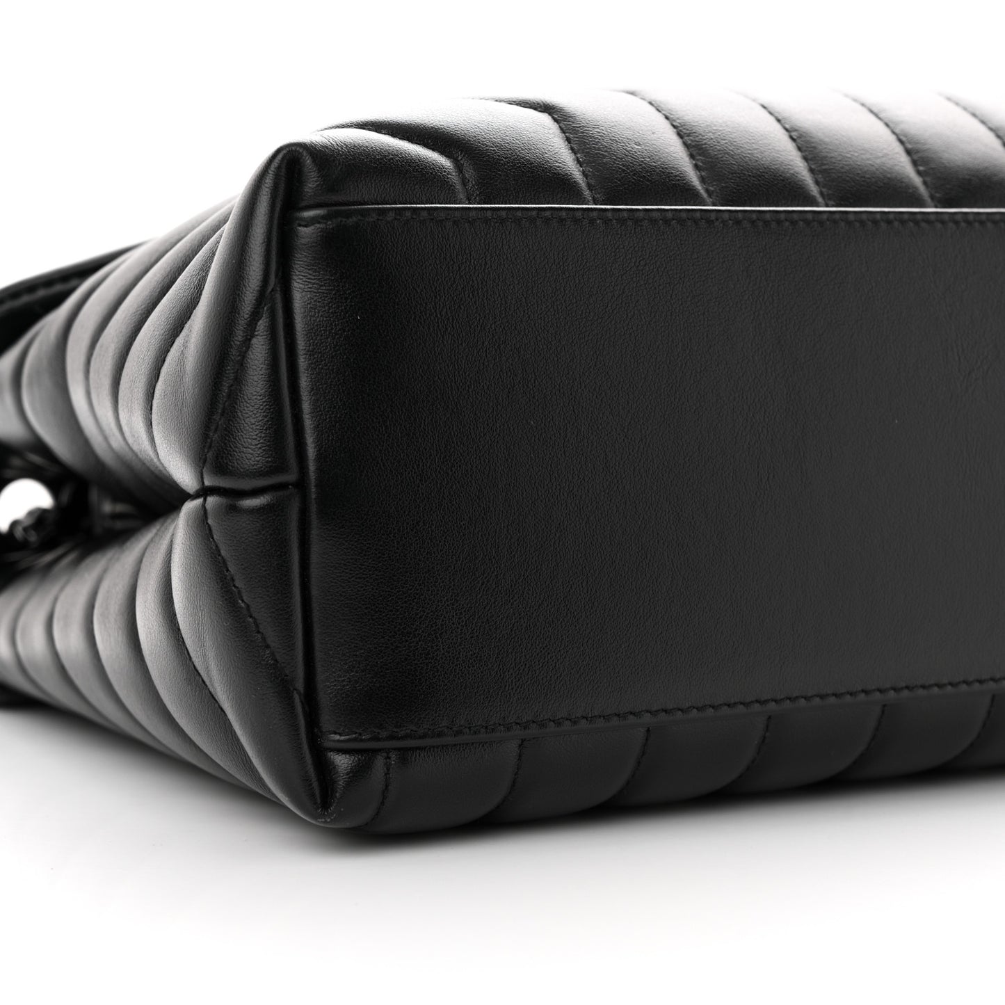 Calfskin Y Quilted Monogram Monochrome Medium Loulou Chain Satchel Black