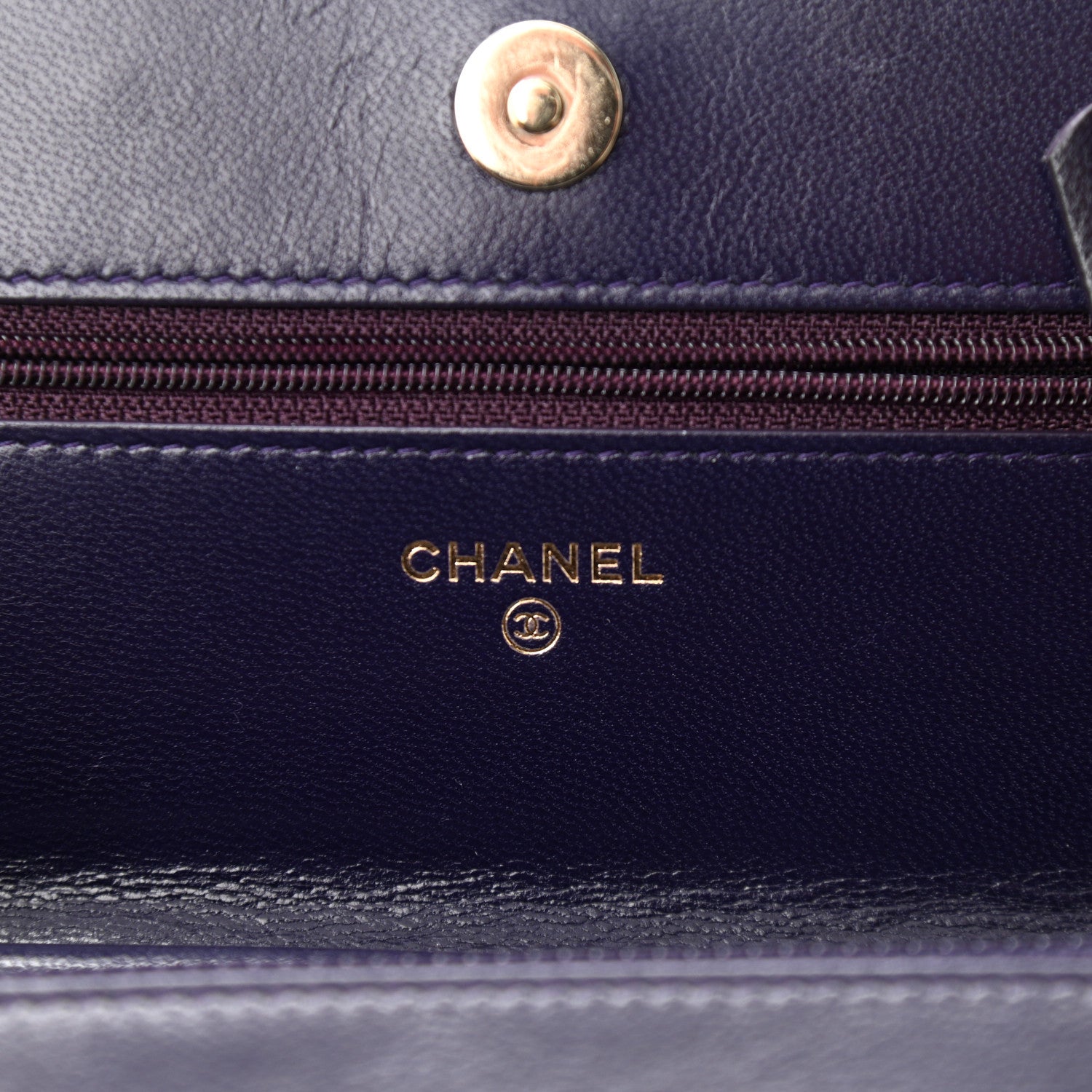 Chanel Lambskin Quilted Wallet On Chain WOC Purple 7 of 13