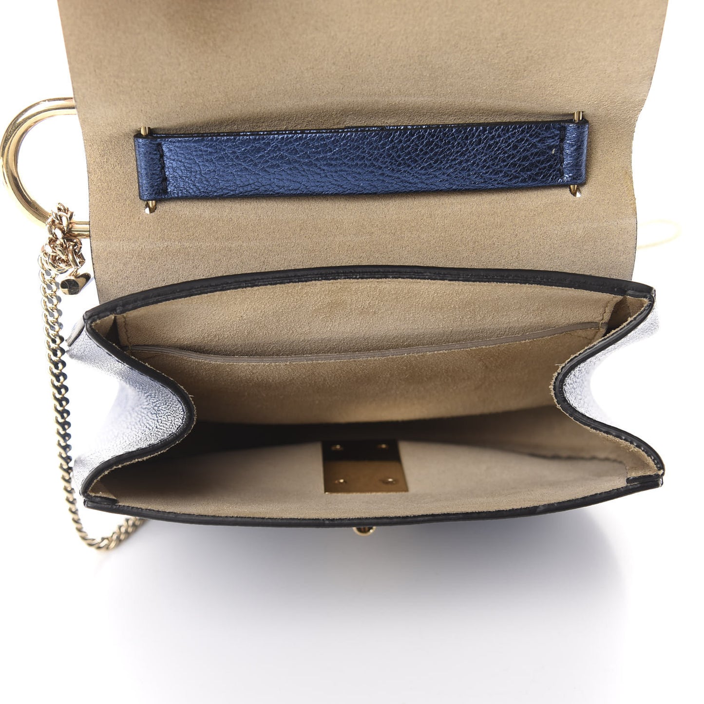 Metallic Goatskin Mini Drew Shoulder Bag Blue