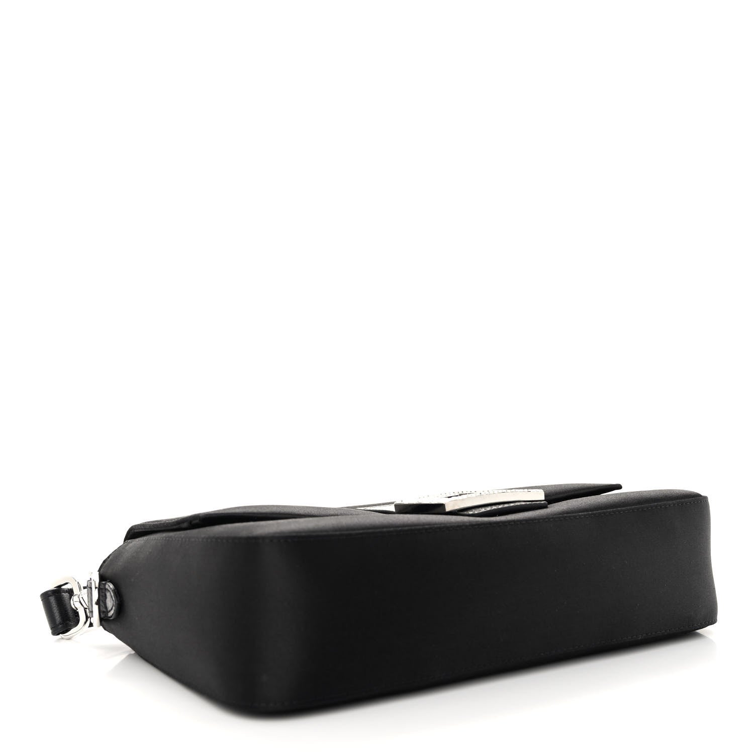 Fendi Satin Karung Crystal Baguette Black 4 of 11