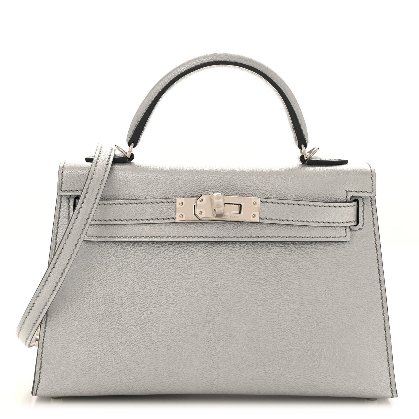 Metallic Chevre Chamkilight Mini Kelly Sellier 20 Argent