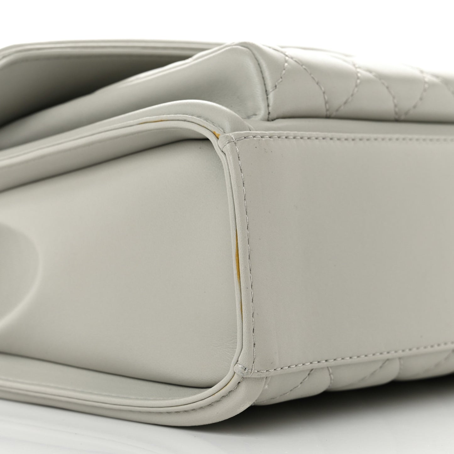 Lambskin Quilted Large Geometric Flap Light Grey