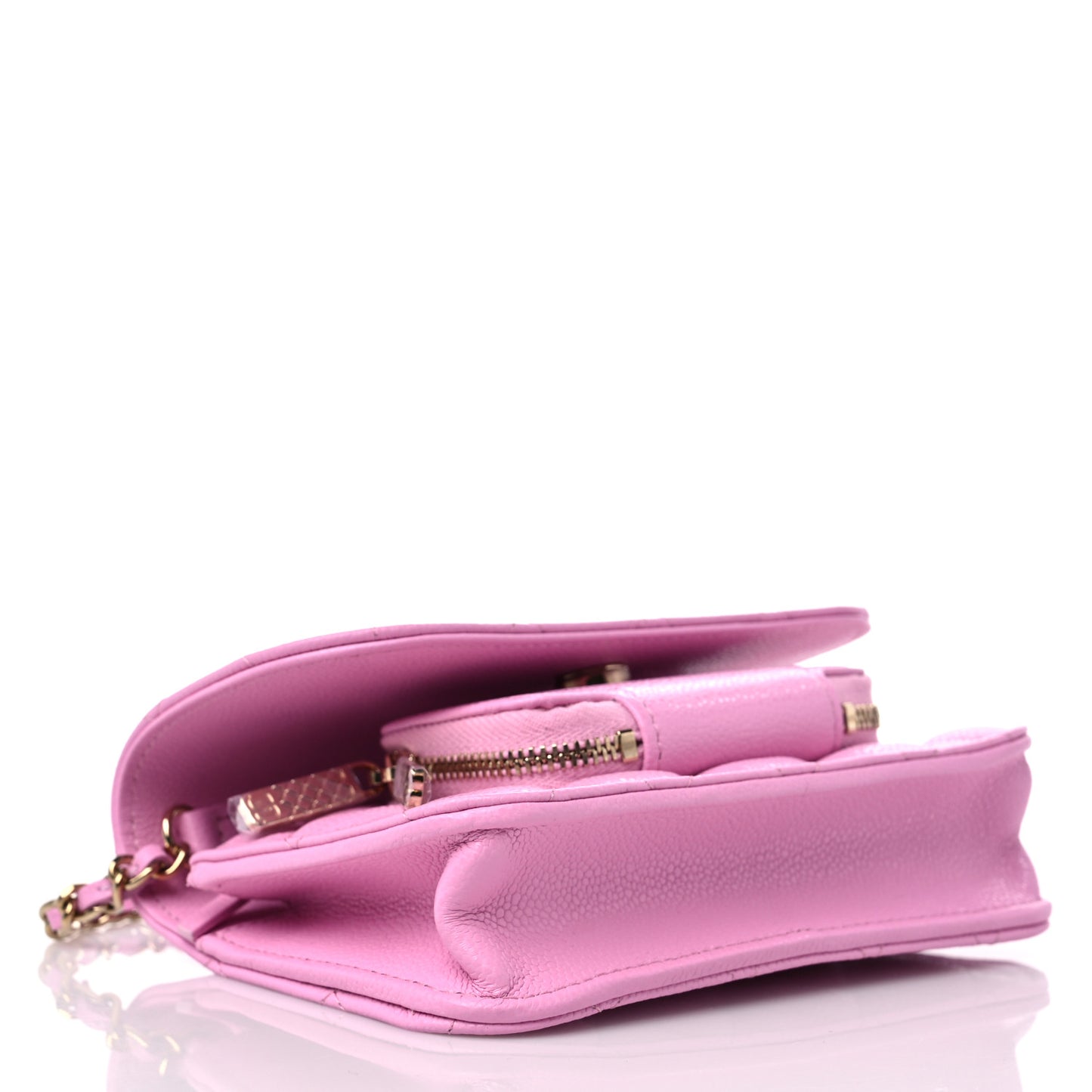 Caviar Quilted Business Affinity Clutch With Chain Flap Lilac