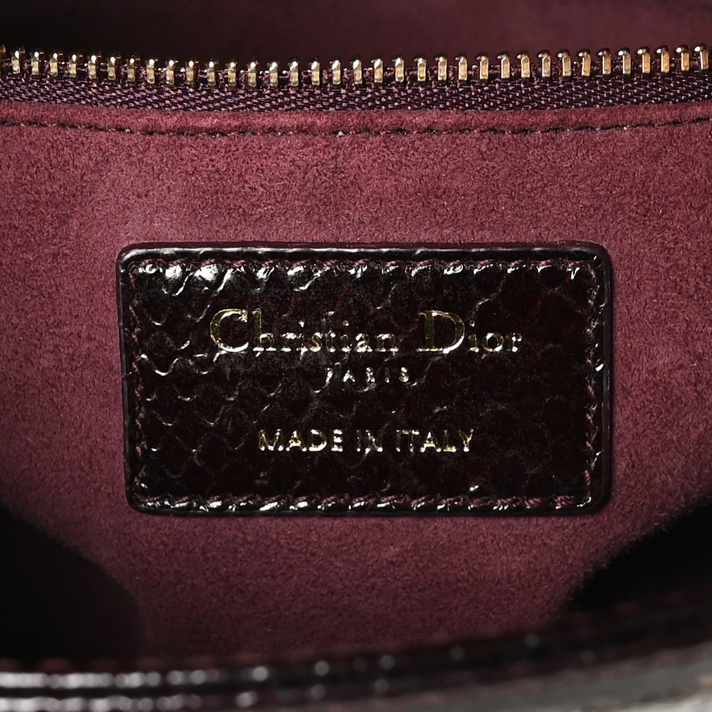 Snakeskin Small Lady Dior Burgundy