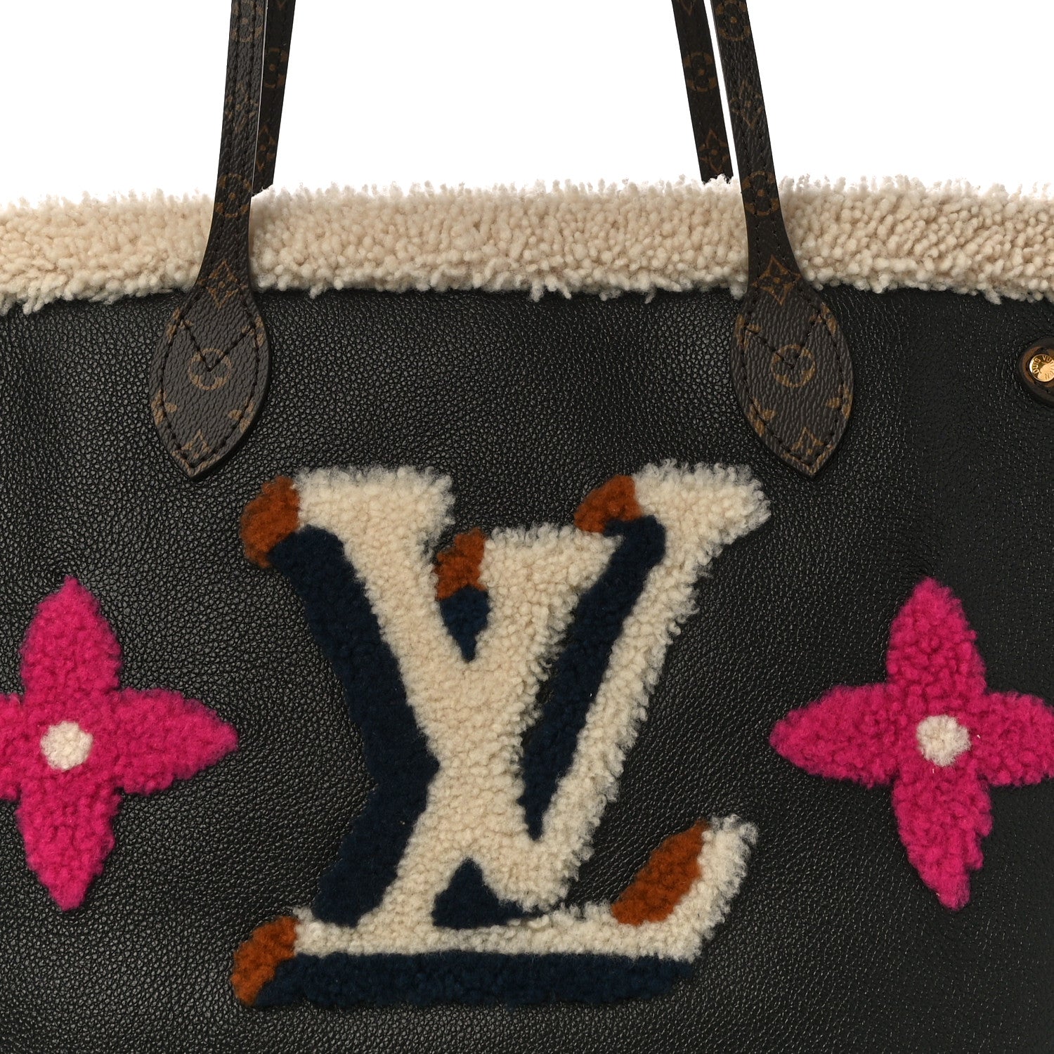 Louis Vuitton Calfskin Monogram Teddy Neverfull MM Black 8 of 10
