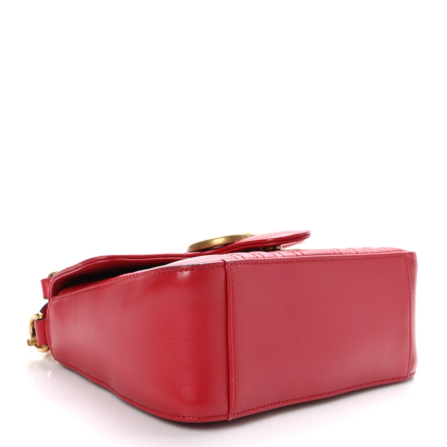 Calfskin Matelasse Mini GG Marmont Top Handle Shoulder Bag Hibiscus Red