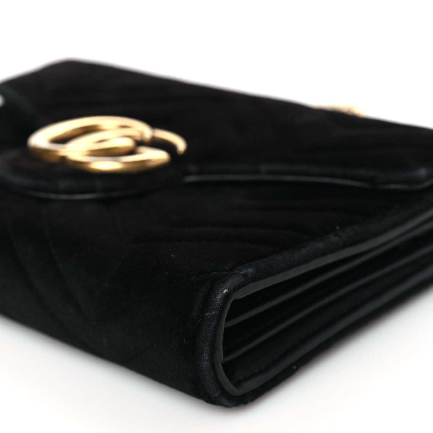 Velvet Matelasse GG Marmont Chain Wallet Black