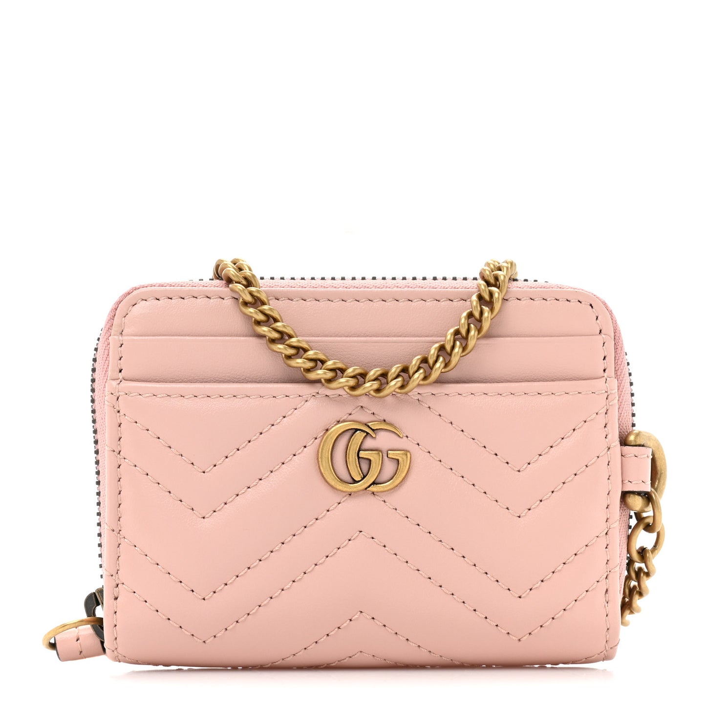 Calfskin Matelasse GG Marmont Wallet On Chain Perfect Pink
