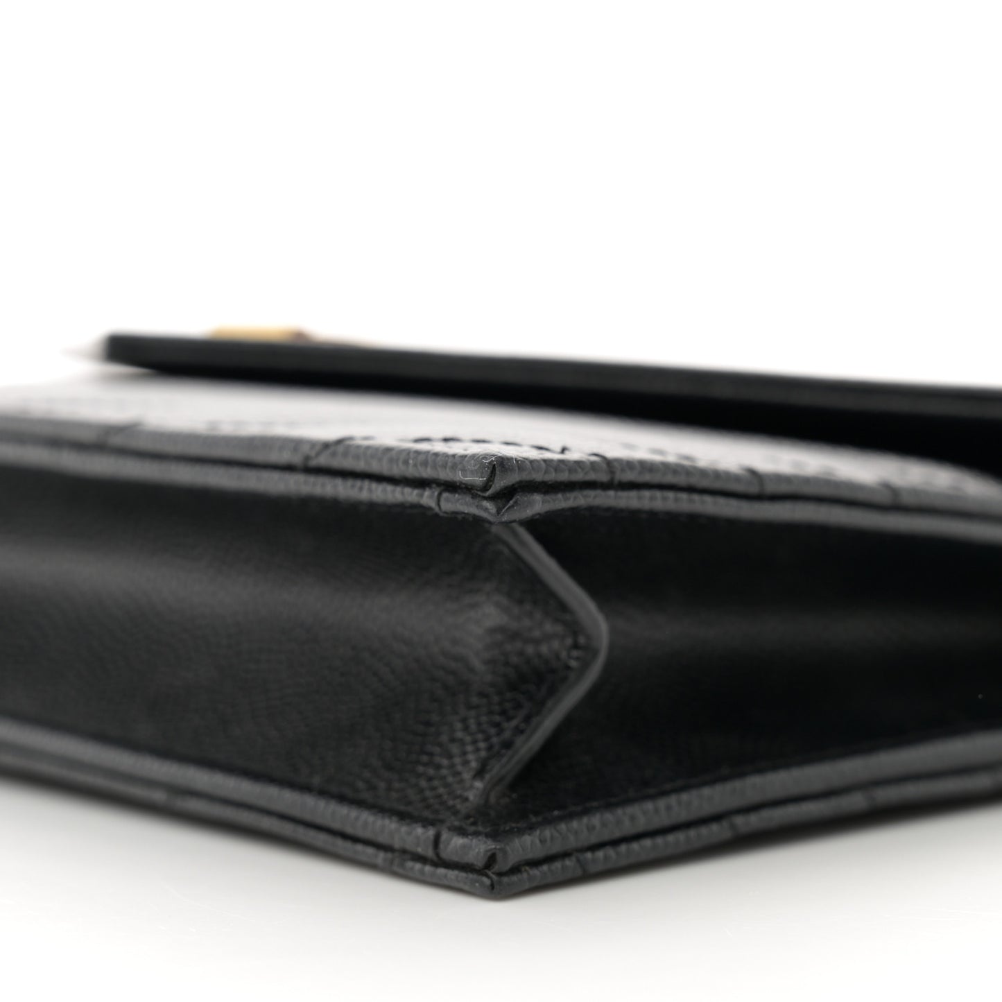 Grain De Poudre Matelasse Chevron Monogram Envelope Chain Wallet Black