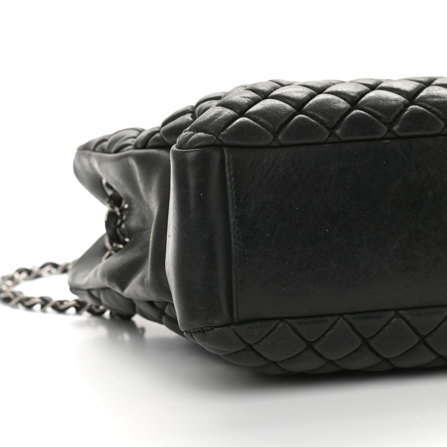 Lambskin Quilted Medium New Bubble North South Tote Black