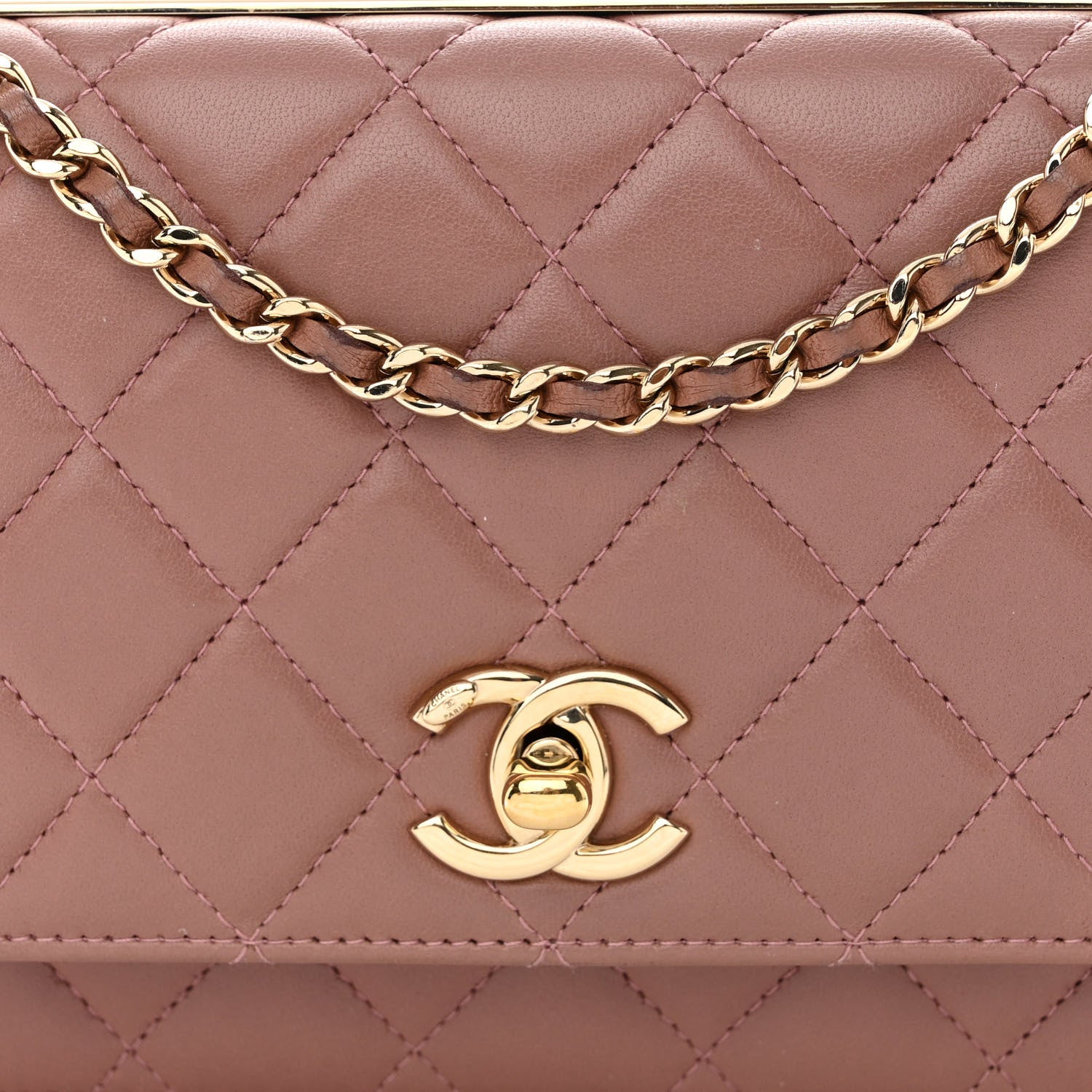 Chanel Lambskin Quilted Trendy CC Wallet On Chain WOC Nude 9 of 14
